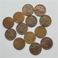 13- VARIOUS DATE WHEAT PENNIES