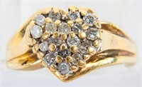 Jewelry 10kt Yellow Gold Diamond Heart Ring