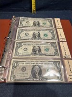 Vintage US paper bills, $1's, $2's, $5's