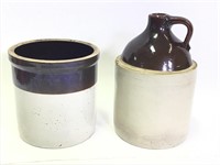 11" H Stonware Jug & 8" H Crock