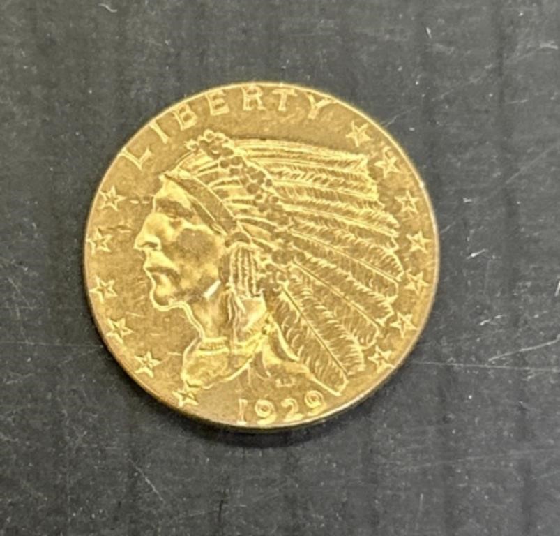 1929 Indian Head $2.5 Gold US Coin 4.2g