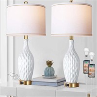 Vpazg White Table Lamp Set of 2, 3-Way Dimmable