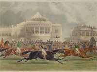 1845 "Emperor's Cup" Horse Race Colored Engraving