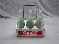 Vintage Aluminum Coca Cola 6 Pack Carrier W/Glass