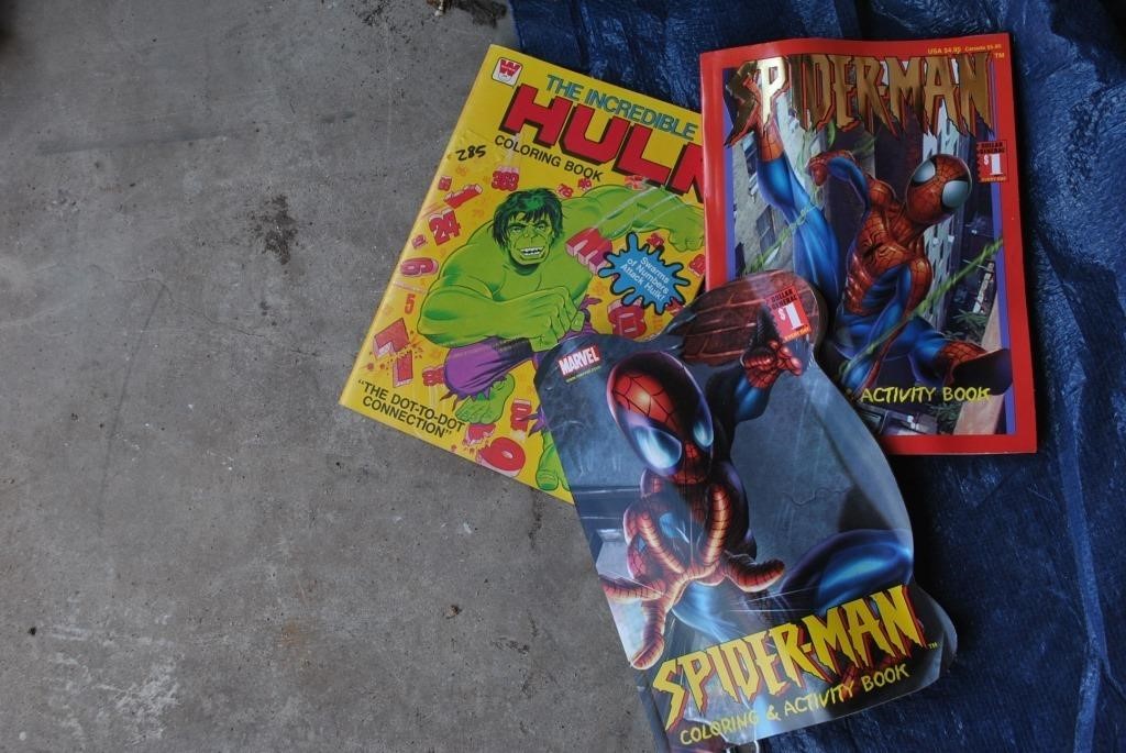 Spider man and Hulk coloring books