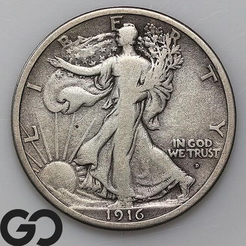 1916-D Walking Liberty Half Dollar, VF+ Bid: 135