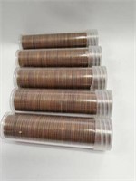 5 Tubes of Wheat Pennies Approx. 250 Total Pennies