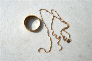 10k Gold Chain & 14K Gold Ring