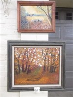 (2) Oil on Board Framed Pictures - Forest Scene &