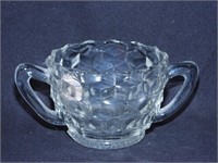 Vintage Jeannette Cube Clear Glass Sugar Bowl