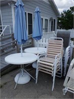 Lot #147 (2) patio tables with umbrellas and