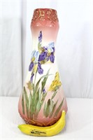 RARE TALL 1755 Royal Bonn Germany H.P. Floral Vase