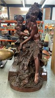 FRENCH STYLE BRONZE STATUE  ' MOTHER & CHILD'