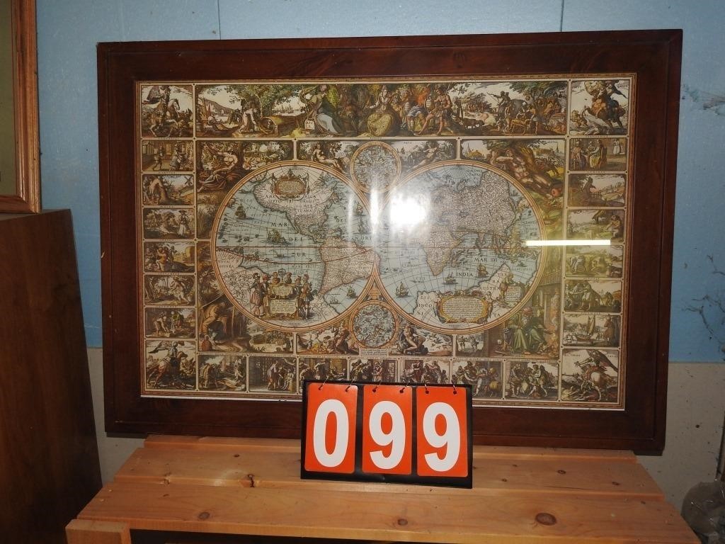 Framed World Map Picture 29" x 41"