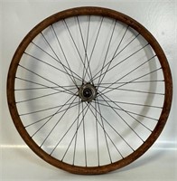 INTERESTING ANTIQUE WOODEN RIMMED BICYCLE TIRE