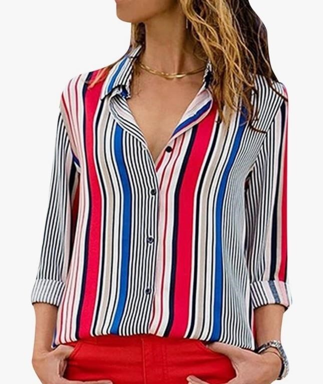 New size M Women's Lapel Collar Chiffon Shirts