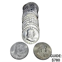 1962-1963 D BU Franklin Half Dollar Roll (20