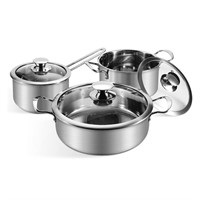 Stainless Steel Cookware Set, 6-Piece pots and