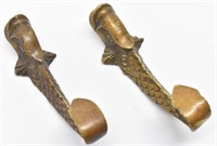 Pair of Vintage Brass Fish Decor Hooks 4.5" Long