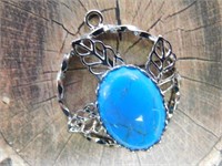 TURQUOISE STONE LEAF PENDANT ROCK STONE LAPIDARY S