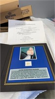 COA remnant of Jayne Mansfield glove in folder