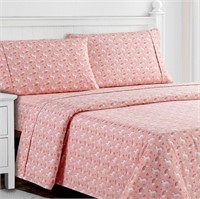 VIVILAND FULL SIZE UNICORN PINK 4PCS BEDSHEET SET