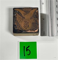 M.C. Copper Plate Print Block Approx 2”