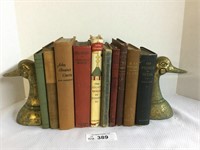 12 pcs. Vintage Books & Duck Bookends