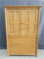 Golden Oak Armoire with 3 Drawers and 2 Shelves