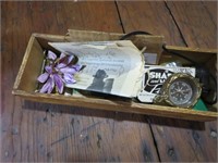 BOX WITH CONTENTS - COMPASS, JAR, PIN