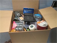 BOX FILLED WITH VARIOUS ITEMS