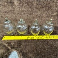 Set of 4 Clear Glass Pegged Candle Sconces
