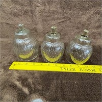 Set of 3 Clear Glass Pegged Candle Sconces