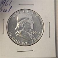 1961 PR Franklin Half Dollar