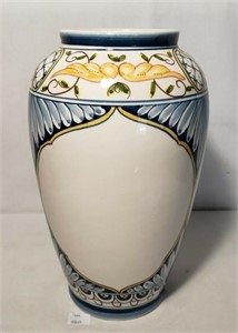 Hand Painted Ceramic Vase Made In Portugal 11" T