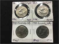 4 Unc Mixed Date Kennedy 50 cent