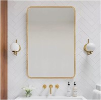Fobule Gold Rivet Rectangle Wall Mirror,  24"x36"