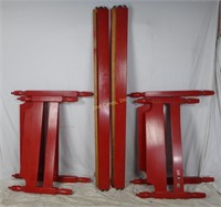 Pair Of Red Twin Wood Head/ Foot Boards W/ Rails