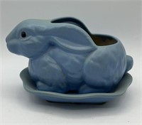 Blue Ceramic Rabbit Planter