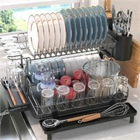 New KINGRACK 2 Tier Dish Rack, Dish Drainer, Large