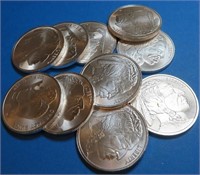 (10) 1 oz Buffalo Design Silver Rounds