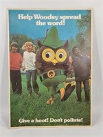 VINTAGE WOODSY OWL DONT POLLUTE! PAPER SIGN