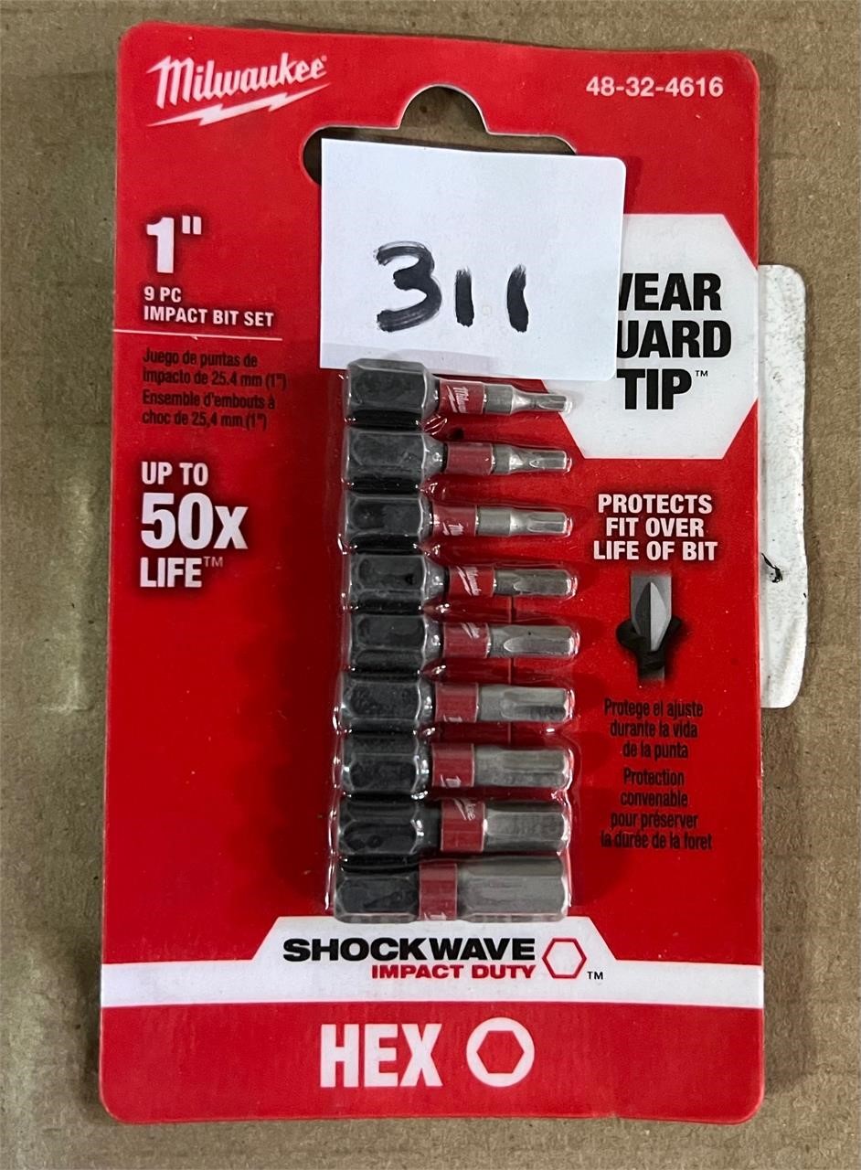 Milwaukee 1" 9pc Impact Bit Set