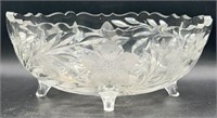 Antique Pedestal Crystal Bowl W/ Floral Design