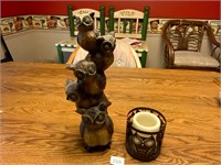 Large Owl Totem & Candle Holder w/Candle