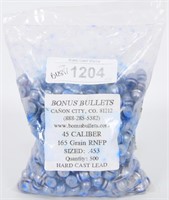 500 rds of Bullets 45 cal 165 gr RNFP sized 453