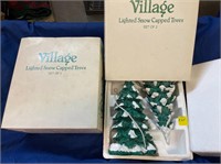 2 Sets of Department 56 Lighted Snow Capped Trees