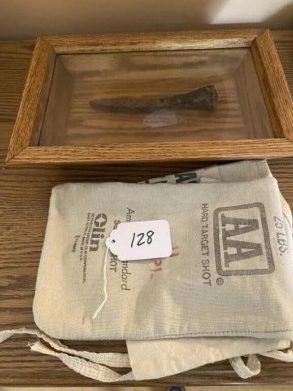 Framed Railroad Spike, & 2 Bags