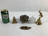 Cloche, bouddha et babouche en bronze, petite...