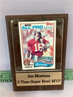 Joe Montana signed football card in plaque